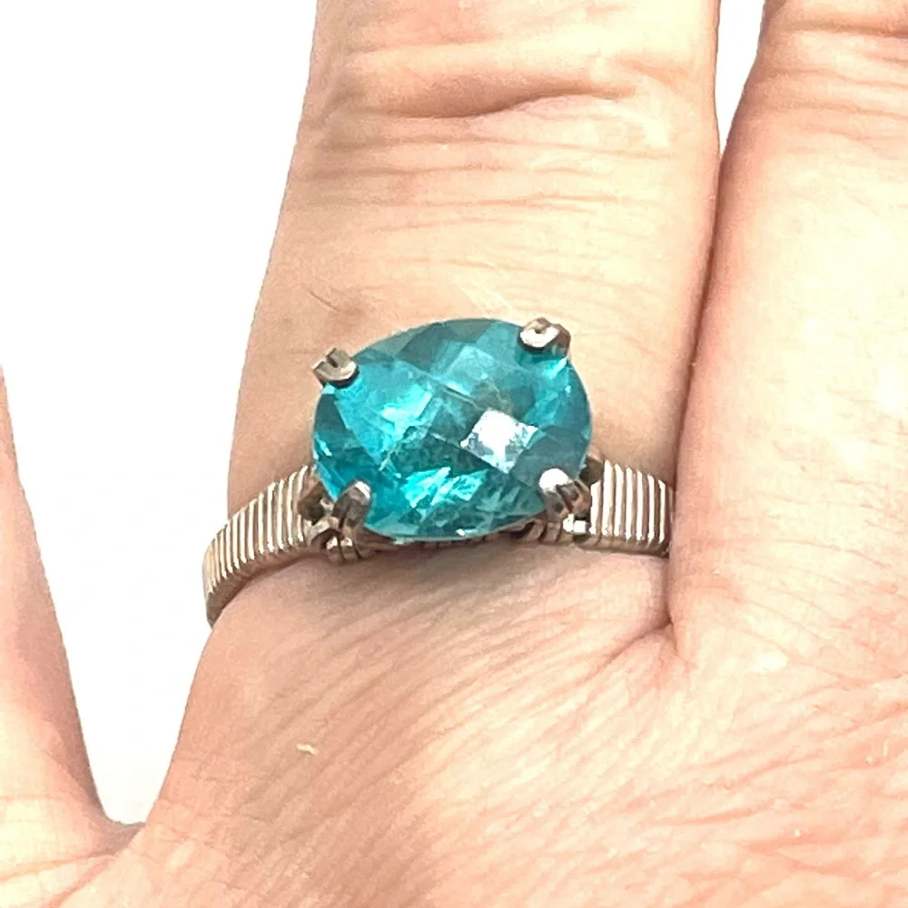 Sterling Wire Wrapped Tourmaline Ring Sz. 10